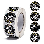 DIY Scrapbook, 1 Inch Thank You Stickers, Decorative Adhesive Tapes, Flat Round with Word Thank You, Black, 25mm, about 500pcs/roll(DIY-L028-A17)