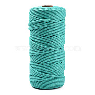 Cotton String Threads, Macrame Cord, Decorative String Threads, for DIY Crafts, Gift Wrapping and Jewelry Making, Light Sea Green, 3mm, about 109.36 Yards(100m)/Roll.(OCOR-T001-02-21)