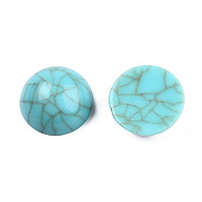 Acrylic Cabochons, Imitation Gemstone Style, Half Round, Medium Turquoise, 14x6.5mm(SACR-N016-01D-01)