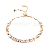 Brass Pave Clear Cubic Zirconia Horse Eye Box Chain Slider Bracelets, Nickle Free, Long-Lasting Plated, Golden, 10-1/4 inch(26cm), link: 3x6mm(BJEW-YWC0002-06B-G)