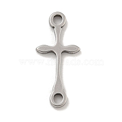 201 Stainless Steel Connector Charms, Religion Cross Links, Stainless Steel Color, 17x8.5x1mm, Hole: 1.4mm(STAS-S146-04P)