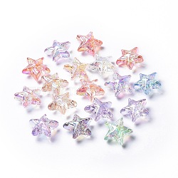 Transparent Acrylic Beads, AB Color Plated, Star, Mixed Color, 22.5x24.5x11.5mm, Hole: 2.1mm(TACR-K004-01)