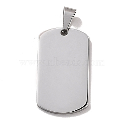 304 Stainless Steel Pendants, Stamping Blank Tag, Rectangle, Stainless Steel Color, 34.5x19.5x2mm, Hole: 8x4mm(STAS-D179-08P)