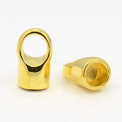 Brass Cord Ends, Cadmium Free & Lead Free, Golden, 12x19mm, Hole: 8mm, Inner Diameter: 8mm(KK-19X12-G)