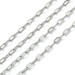 304 Stainless Steel Cable Chains, Soldered, Flat Oval, Stainless Steel Color, 5x2.5x0.6mm(CHS-K001-30-2.5mm)