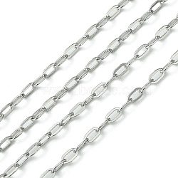 Tarnish Resistant 304 Stainless Steel Cable Chains, Soldered, Flat Oval, Stainless Steel Color, 5x2.5x0.6mm(CHS-K001-30-2.5mm)