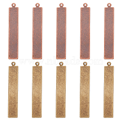 Metal Tags, Brass Stamping Blank Tag Pendants, Rectangle, Antique Brozne & Red Copper, 41x7x0.5mm, Hole: 1mm, 2 colors, 20pcs/color, 40pcs/box(KK-PH0039-74)