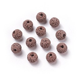 Unwaxed Natural Lava Rock Beads, for Perfume Essential Oil Beads, Aromatherapy Beads, Dyed, Round, Rosy Brown, 8.5mm, Hole: 1.5~2mm(X-G-F325-8mm-A13)