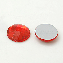 Imitation Taiwan Acrylic Rhinestone Flat Back Cabochons, Faceted, Half Round/Dome, Red, 25x6mm, 100pcs/bag(GACR-D002-25mm-06)