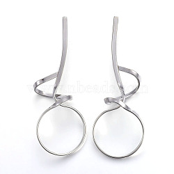 304 Stainless Steel Stud Earrings, Stainless Steel Color, 68x25x15mm, Pin: 0.7mm(EJEW-L215-48P)