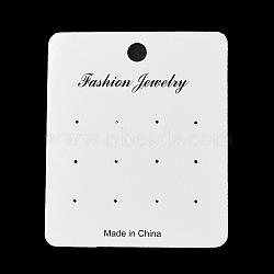 Rectangle Paper Earring Display Cards, Jewelry Display Cards for Earring Stud, White, 9x7.5x0.05cm, Hole: 1.3mm and 8mm(AJEW-A052-04)