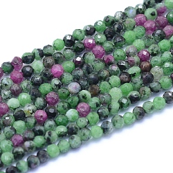 Natural Ruby in Zoisite Beads Strands, Faceted, Round, 3mm, Hole: 0.6mm, about 129pcs/strand, 15.16 inch(38.5cm)(G-I279-E02-02)