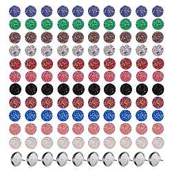 110Pcs 11 Colors Resin Cabochons, with 40Pcs 202 Stainless Steel Stud Earring Settings, for DIY Stud Earring Making Kits, Mixed Color, Tray: 12mm, 14x2mm, Pin: 0.8mm(DIY-SZ0002-17)