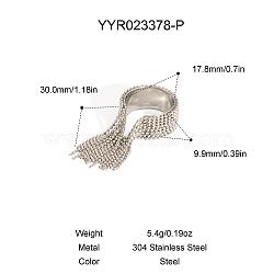304 Stainless Steel Cuff Rings, Tassels Rings for Women, Stainless Steel Color, Inner Diameter: 17.8mm(FS-WG9DB79-02)