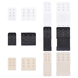 12Pcs 12 Styles Polyester Women's Underwear Bra Extenders, with Iron Hook & Loops, Rectangle, Mixed Color, 49~100x32~57x4mm, 1pc/style(FIND-GF0006-12)