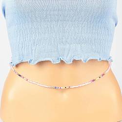 Summer Jewelry Waist Bead, Glass Seed Beaded Body Chain, Bikini Jewelry for Woman Girl, Pearl Pink, 31.5~31.7 inch(80~80.5cm)(NJEW-C00025-04)