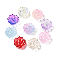 Transparent Glass Bead, Flower, Mixed Color, 13x13.5x4.5mm, Hole: 1.5mm(GLAA-H025-03)