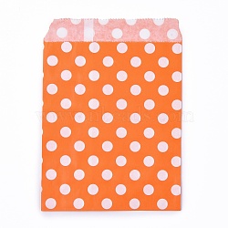 Kraft Paper Bags, No Handles, Food Storage Bags, Polka Dot Pattern, Orange, 18x13cm(CARB-P001-A01-03)