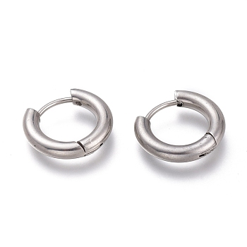 201 Stainless Steel Huggie Hoop Earrings, with 304 Stainless Steel Pin, Hypoallergenic Earrings, Ring, Stainless Steel Color, 16x3mm, 9 Gauge, Pin: 1mm