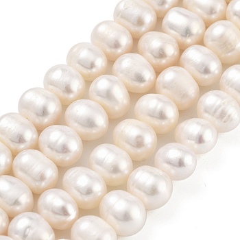 Natural Cultured Freshwater Pearl Beads Strands, Potato, Antique White, 7~8mm, Hole: 0.6mm, about 26pcs/strand, 6.69 inch(17cm)