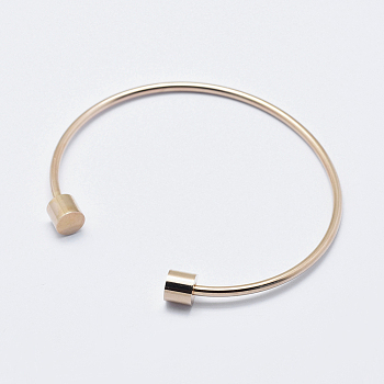 Eco-Friendly 316 Surgical Stainless Steel Cuff Bangle Making, with Removable Column Beads, Long-Lasting Plated, Real Rose Gold Plated, 2-1/2 inch(63mm)
