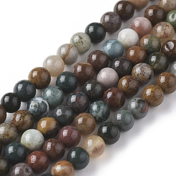 Natural Ocean Jasper Beads Strands, Round, 6mm, Hole: 1mm, about 61pcs/strand, 15.35 inch(39cm)