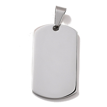 304 Stainless Steel Pendants, Stamping Blank Tag, Rectangle, Stainless Steel Color, 34.5x19.5x2mm, Hole: 8x4mm