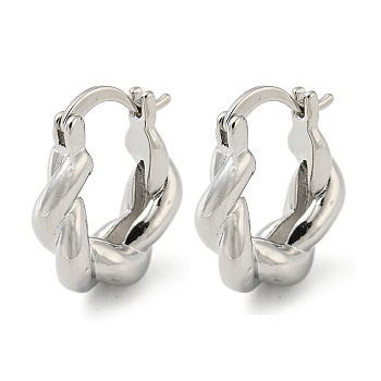 Rack Plating Brass Twist Rope Hoop Earrings, Cadmium Free & Lead Free, Platinum, 23.5x7mm