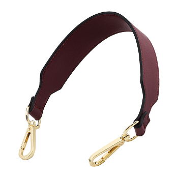 PU Leather Bag Handles, with Alloy Swivel Clasps, for Bag Replacement Accessories, Dark Red, 41.4x3.6x0.3cm
