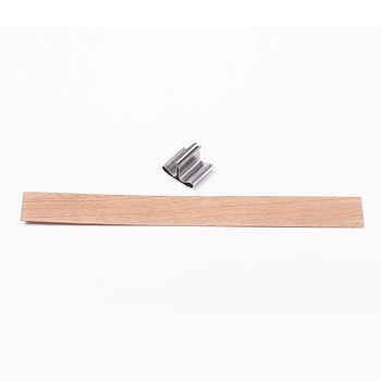 Wood Candle Wicks, with Iron Stand, for Candle Making and Candle DIY Craft, BurlyWood, 130x15x0.5mm