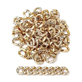 UV Plating Acrylic Linking Rings, Quick Link Connectors, Rhinestone Settings, for Curb Chains Jewelry Making, Twist Ovall, Light Gold, 26x20.5x6mm, Inner Diameter: 15x10mm, Fit for 1.6mm rhinestone