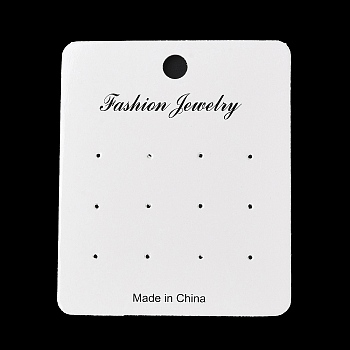 Rectangle Paper Earring Display Cards, Jewelry Display Cards for Earring Stud, White, 9x7.5x0.05cm, Hole: 1.3mm and 8mm