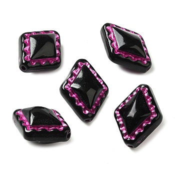 Opaque Acrylic Beads, Rhombus, Black, 18x14x8.5mm, Hole: 1.6mm, about: 530pcs/500g