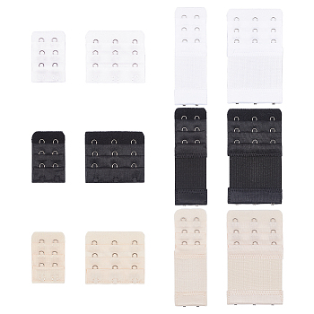 12Pcs 12 Styles Polyester Women's Underwear Bra Extenders, with Iron Hook & Loops, Rectangle, Mixed Color, 49~100x32~57x4mm, 1pc/style