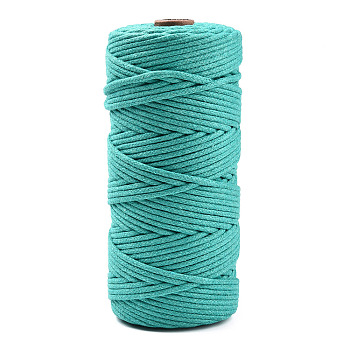 Cotton String Threads, Macrame Cord, Decorative String Threads, for DIY Crafts, Gift Wrapping and Jewelry Making, Light Sea Green, 3mm, about 109.36 Yards(100m)/Roll.