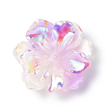 Luminous Resin Cabochons, AB Color, Glow in the Dark Flower, Plum, 23.5x8mm