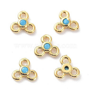 Real 18K Gold Plated Light Sky Blue Flower Brass+Cubic Zirconia Links