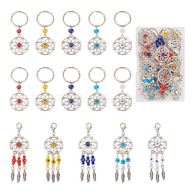 Mixed Color Flat Round Alloy Pendant Decorations