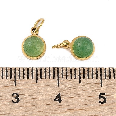 Ion Plating(IP) Natural Green Aventurine Half Round Charms with Jump Ring(STAS-A097-05G-08)-3