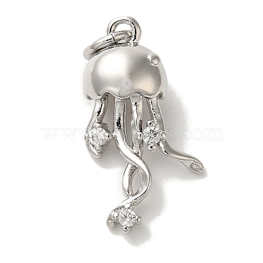 Platinum Clear Jellyfish Brass+Cubic Zirconia Pendants