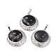 Natural Snowflake Obsidian Pendants with Hollow Platinum Brass Findings(G-P448-A11-P)-1
