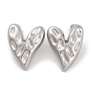 Non-Tarnish 304 Stainless Steel Earrings, Heart, Stainless Steel Color, 27.5x22mm(EJEW-H013-38P)