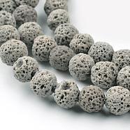 Synthetic Lava Rock Round Beads Strands, Dyed, Gray, 6mm, Hole: 1mm, about 63pcs/strand, 15.7 inch(G-I124-6mm-13)