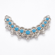 Platinum Plated Alloy Enamel Chandelier Components Links, Deep Sky Blue, 67x39x3mm, Hole: 2mm(ENAM-J361-04P)