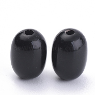 Opaque Acrylic Beads, Oval, Black, 9x7mm, Hole: 2mm, about 1990pcs/500g(SACR-S300-08C-02)