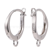 925 Sterling Silver Leverback Earring Findings, wit Loop, Platinum, 14x10x2mm, Hole: 1.4mm, Pin: 0.7mm(X-STER-I017-087P)