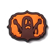 Halloween Theme PVC Cabochons, Ghost, Orange, 23.5x30x4mm(FIND-E017-14)
