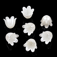 Spray Paint ABS Plastic Imitation Pearl Beads, Flower, Beige, 10x11x8.5mm, Hole: 1.4mm(X-MACR-N013-001F)