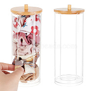 Transparent Acrylic Cotton Ball Swab Storage Canister, with Bamboo Lid, Cotton Bud Cotton Round Pad Storage Cosmetics Makeup Jar for Bedroom, Bathroom, Clear, 17.5cm(MRMJ-WH0086-07)