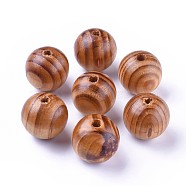Round Natural Wood Beads, Macrame Beads Large Hole, Dyed, Lead Free, BurlyWood, 28~30x27.5~29mm, Hole: 4.5~6mm(WOOD-Q009-30mm-LF)